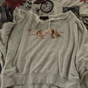 Forever 21 Gray Off-the-Shoulder Sweater